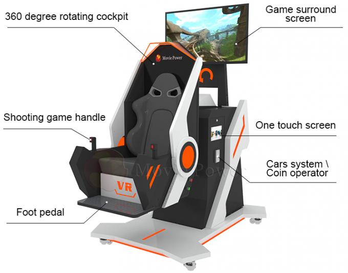 VR 360 درجه دوار تجهیزات سرگرمی 9d Flight Simulator Arcade Machine 1
