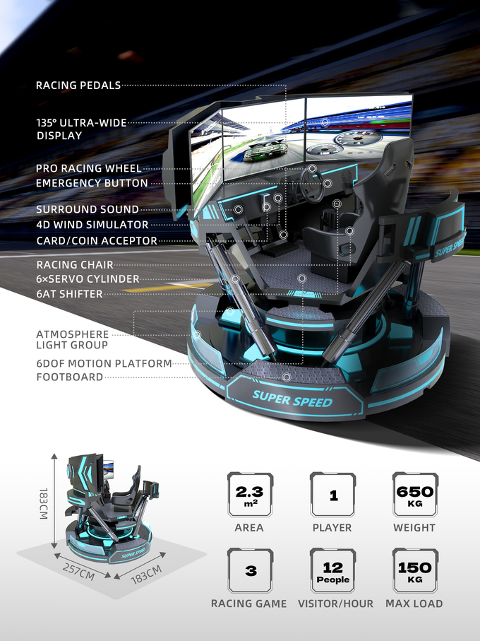 ماشین بازی شبیه ساز مسابقه اتومبیل رانی 4 بعدی هیدرولیک 6dof Motion Platform Driving Simulator 1