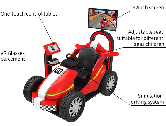 کودکان 9D واقعیت مجازی رانندگی شبیه ساز چند نفره مسابقه ماشین بازی برای سرگرمی 4