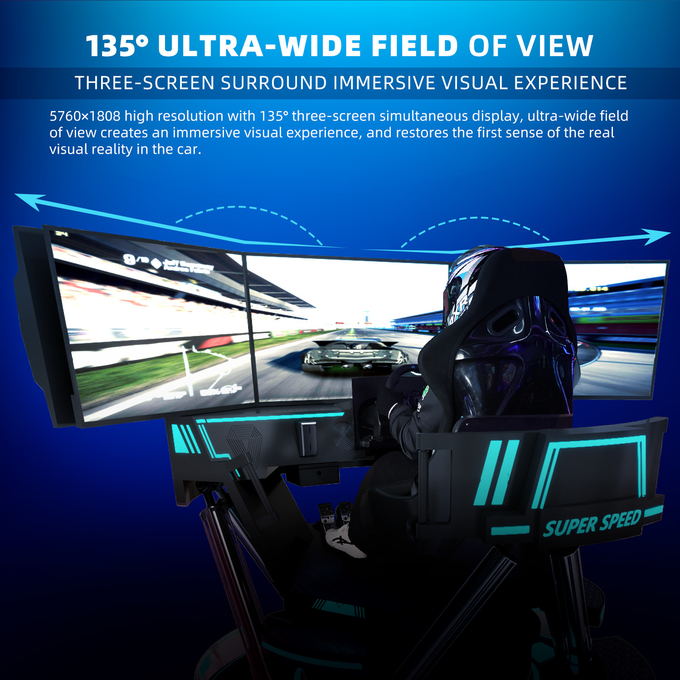 VR 3-اسکرین مسابقه ماشین واقعیت مجازی شبیه ساز 6-Dof سیاه ماشین مسابقه بازی ماشین 5d رانندگی ماشین بازی برای مرکز خرید 5