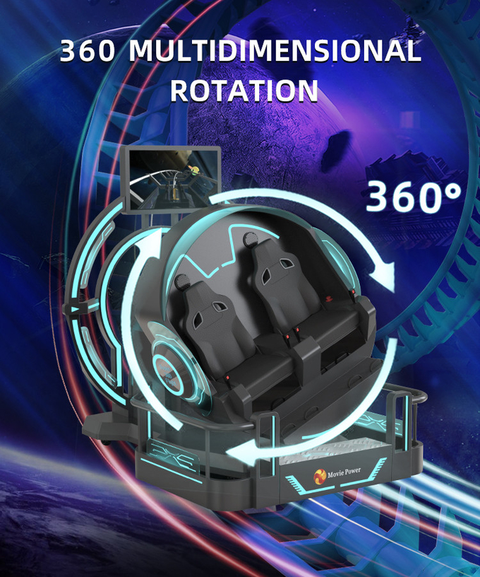 VR 360 دو صندلی 9d رولر کوستر ماشین های VR 360 چرخش VR سینما 360 درجه شبیه ساز صندلی های پرنده 3