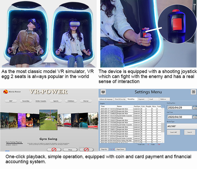 پارک تفریحی VR 9D شبیه ساز حرکتی بازی تعاملی 9D VR واقعیت مجازی تخم مرغ VR صندلی سینما 4