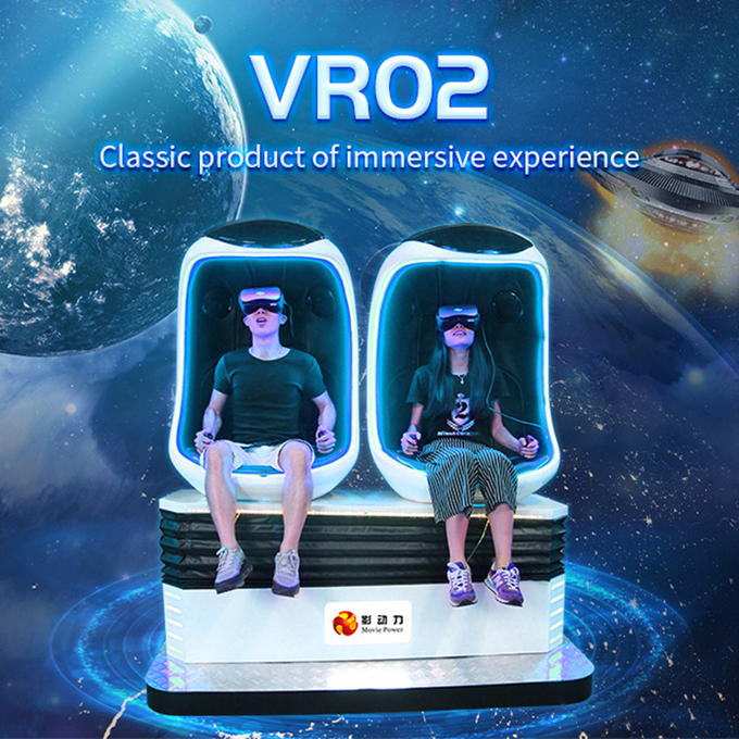 2 بازیکن واقعیت مجازی 9d صندلی تخم مرغ 9d Vr رولر کوستر ماشین بازی شبیه ساز سیستم عامل حرکت شبیه ساز 0