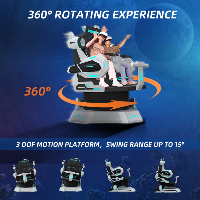 ایمنی 9d VR سینما 2 صندلی VR رولر کوستر شبیه ساز صندلی 360 حرکت سواری 2