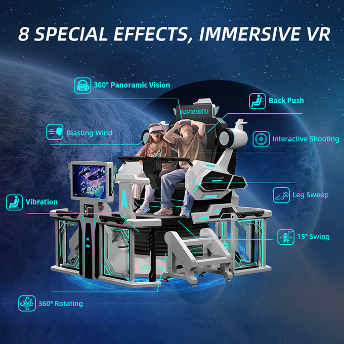 ایمنی 9d VR سینما 2 صندلی VR رولر کوستر شبیه ساز صندلی 360 حرکت سواری 4
