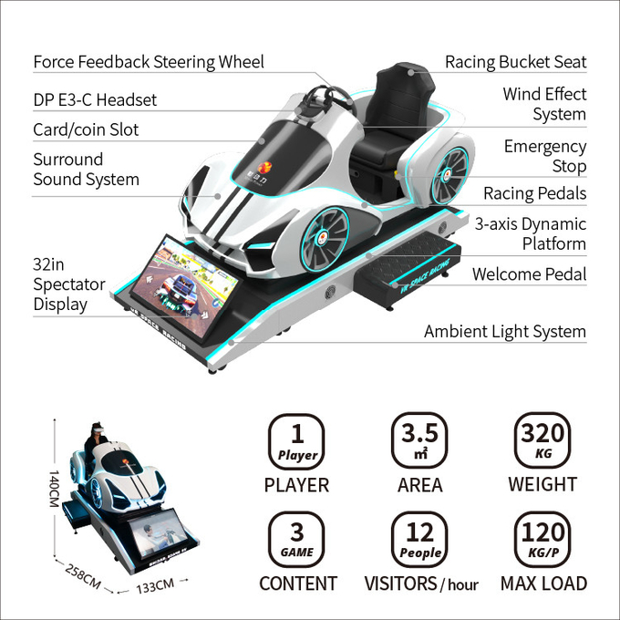 VR ماشین شبیه ساز بازی مسابقه ماشین VR ماشین 9d واقعیت مجازی رانندگی شبیه ساز تجهیزات سکه بازی های بازی 4