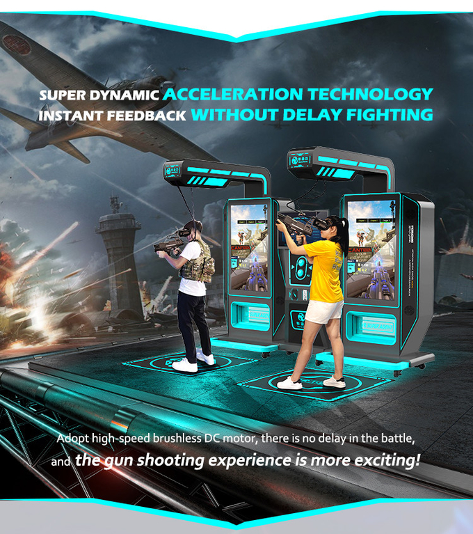 ماشین تیراندازی واقعیت مجازی اسلحه بازی ماشین تفریحی 2 بازیکن سواری 9d VR شبیه ساز 2