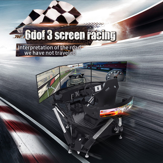 6 خودروهای مسابقه ای DOF Arcade تجهیزات حرکت پویا 3 شبیه ساز رانندگی صفحه نمایش 0