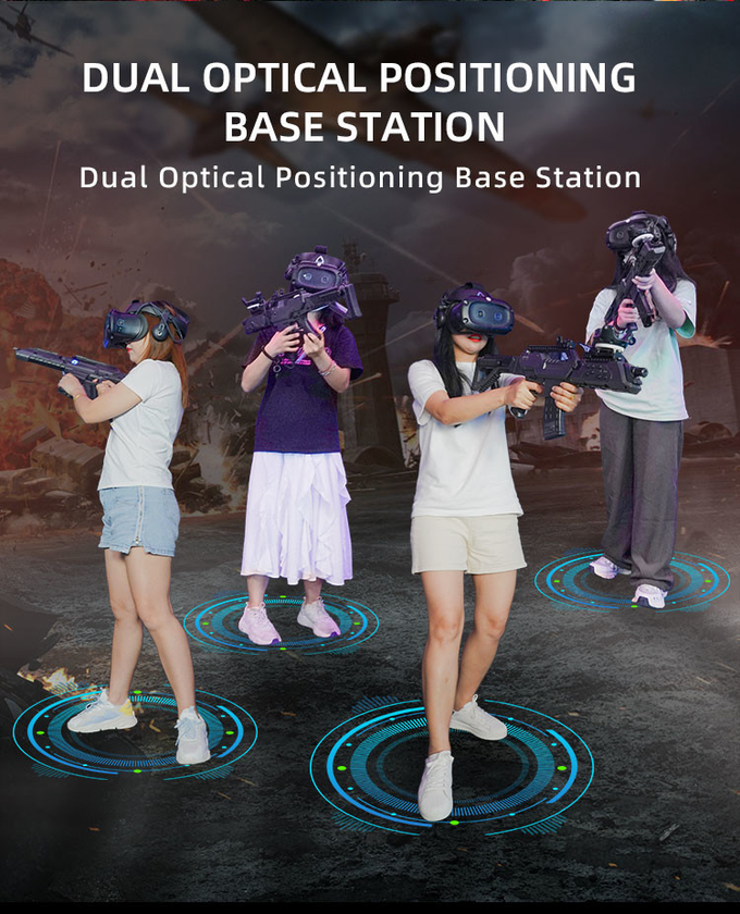 9d VR شبیه ساز تیراندازی Vr اتاق Vr پیاده روی پلت فرم بازی های واقعیت مجازی چند نفره زامبی ماشین بازی 4
