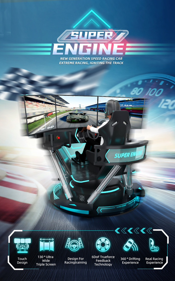 شبیه ساز مسابقه اتومبیل ماشین بازی رانندگی 6 Dof Motion Platform F1 شبیه ساز مسابقه با 3 صفحه نمایش 0