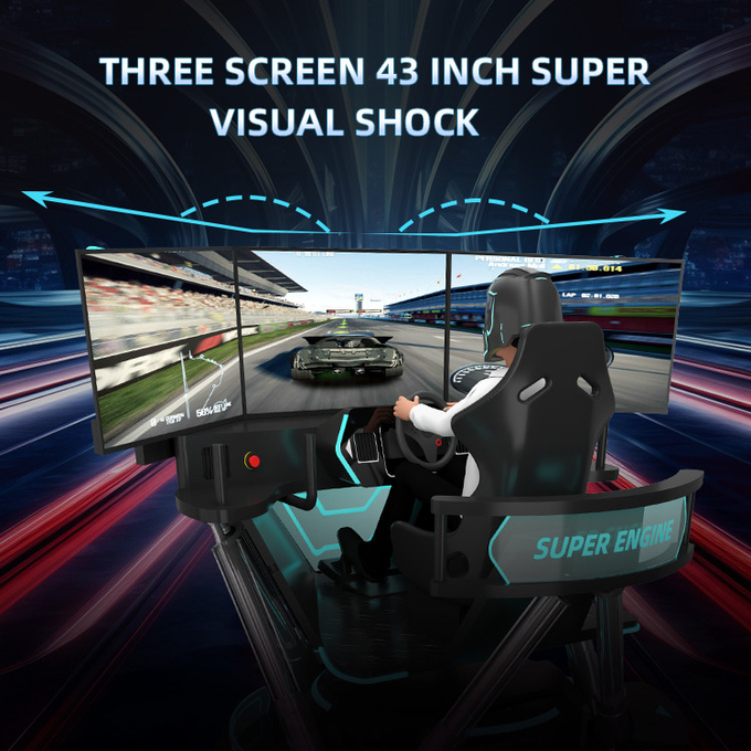 6dof حرکت هیدرولیک مسابقه شبیه ساز مسابقه ماشین بازی ماشین ماشین رانندگی ماشین شبیه ساز با 3 صفحه نمایش 5