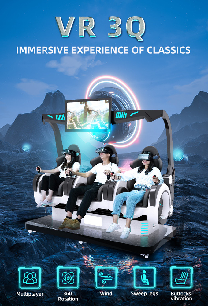 3 صندلی شبیه ساز واقعیت مجازی سکه 5D ماشین بازی 9D صندلی سینما 0