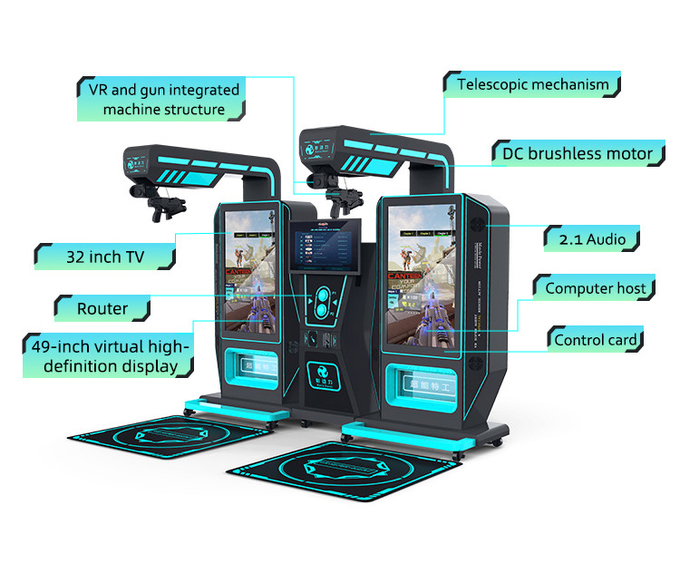 ماشین تیراندازی واقعیت مجازی اسلحه بازی ماشین تفریحی 2 بازیکن سواری 9d VR شبیه ساز 1