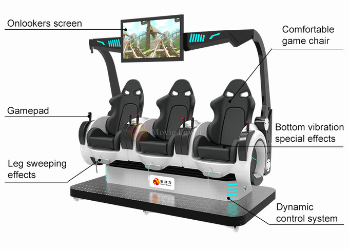 Fiberglass 9D VR Game Machine Game Coin Operated Shooting Simulator Realidad Virtual Three Seats 12D Cinema 1